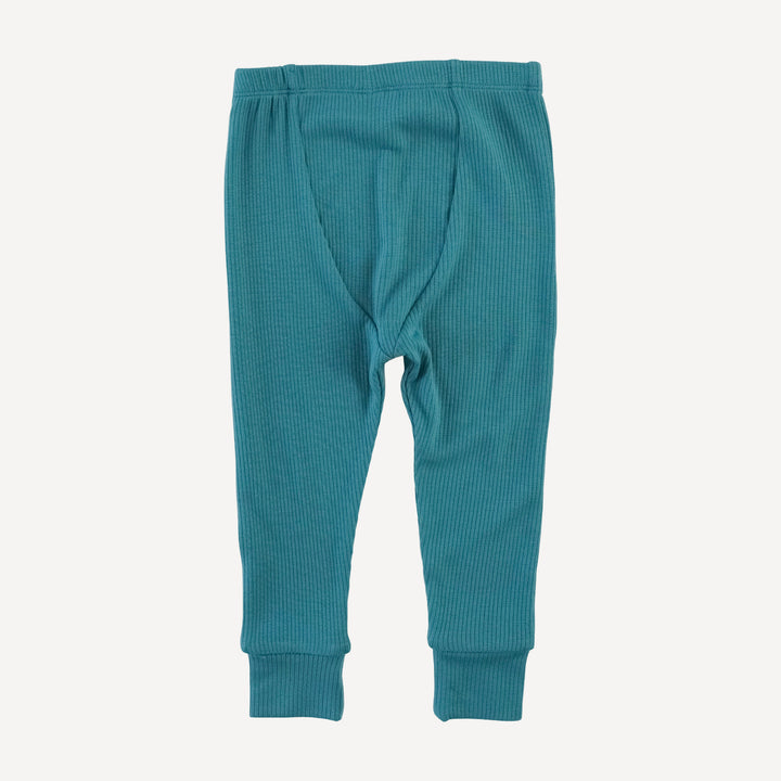 long sleeve crew neck pj set | teal | modal skinny rib