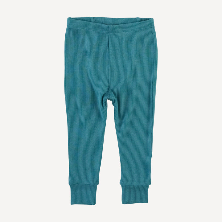 long sleeve crew neck pj set | teal | modal skinny rib