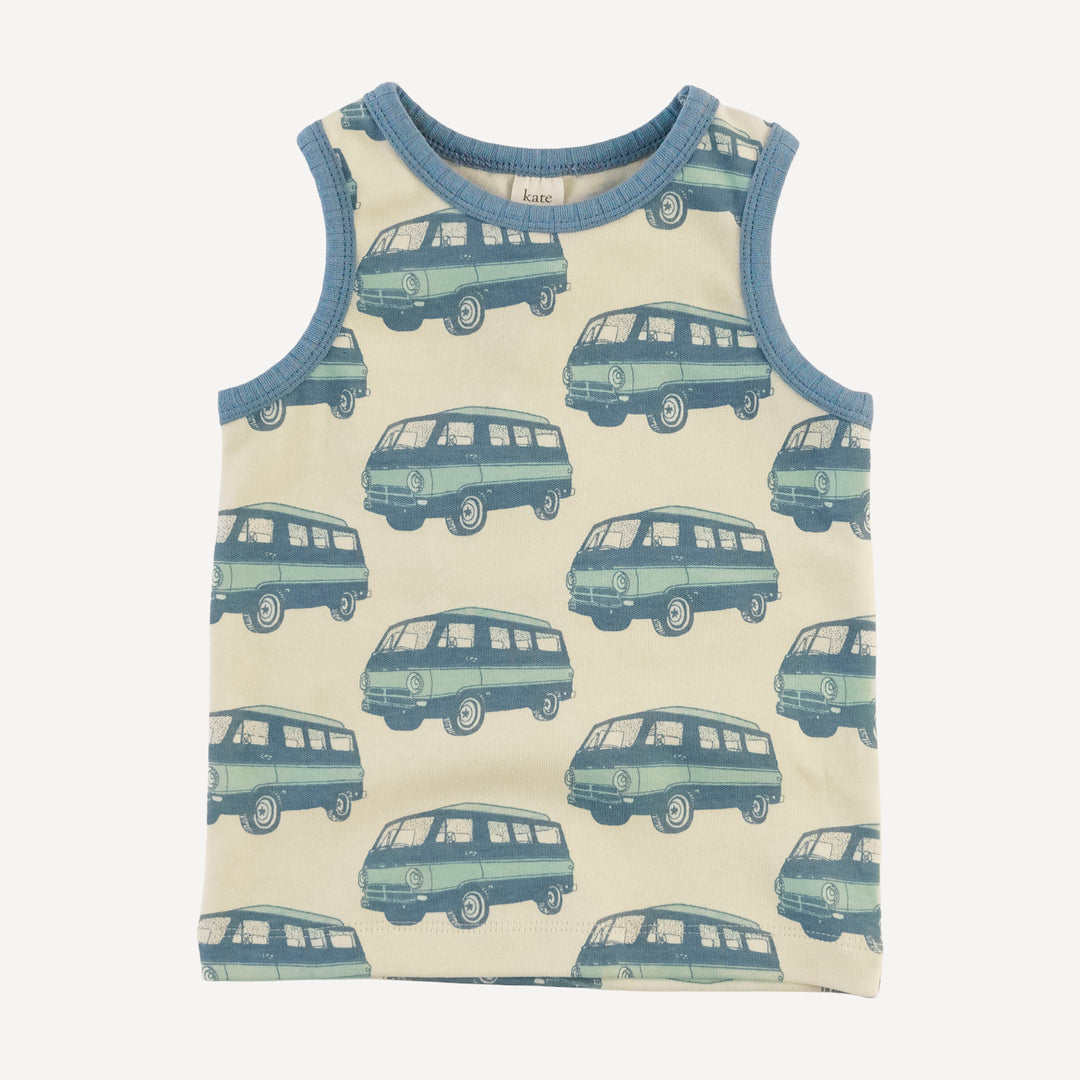 ringer tank + retro short set | blue beach van | organic cotton interlock