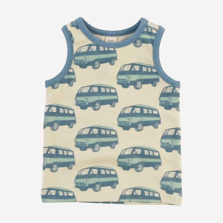 ringer tank + retro short set | blue beach van | organic cotton interlock
