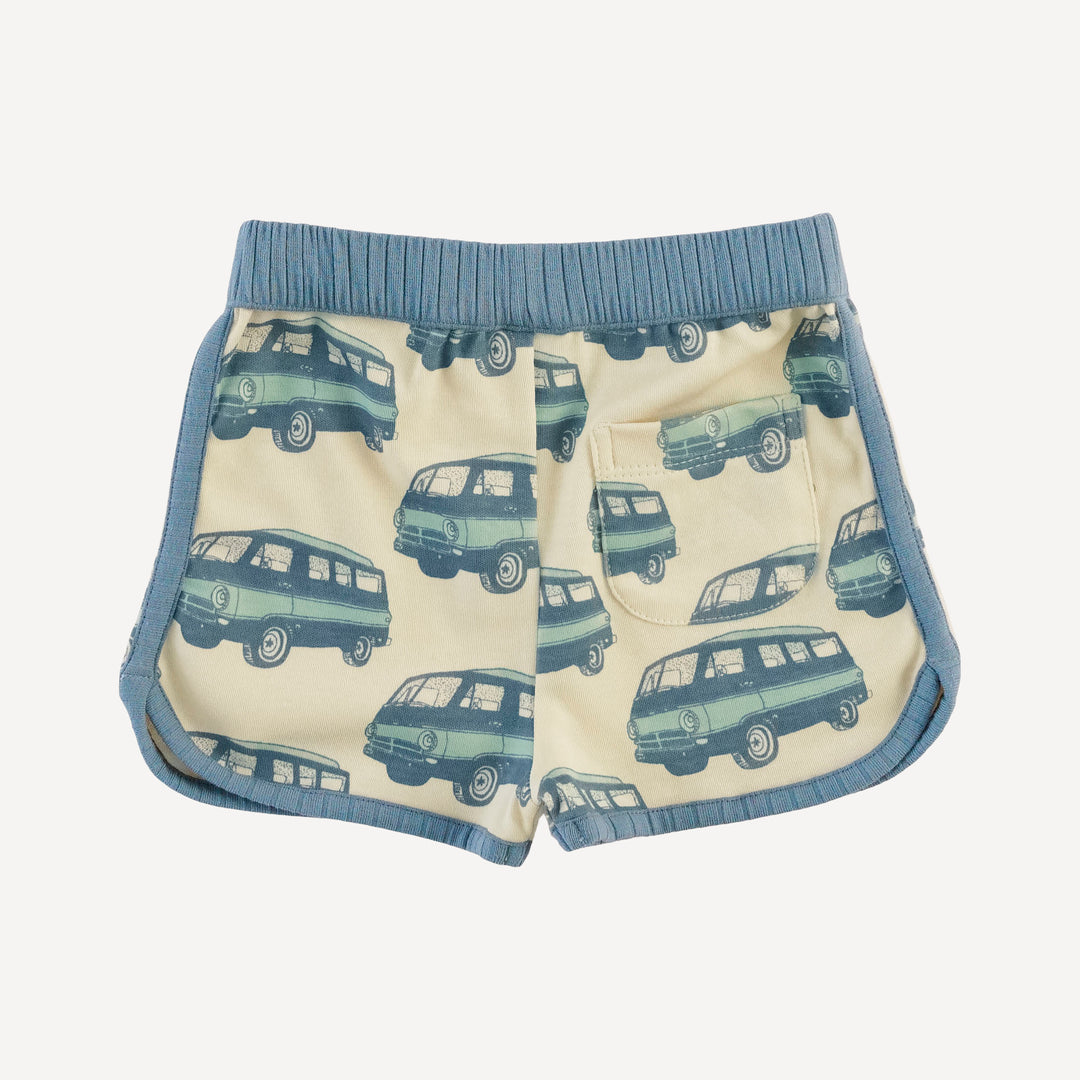 ringer tank + retro short set | blue beach van | organic cotton interlock