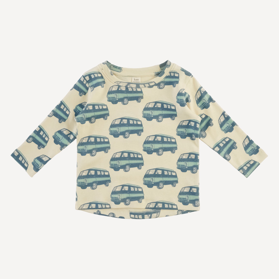 long sleeve essential boxy tee | blue beach van | organic cotton interlock
