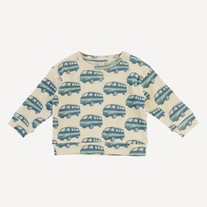 long sleeve cuffed jogger set | blue beach van | organic cotton interlock