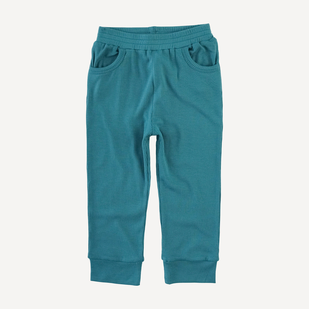cuffed pocket jogger | teal | modal skinny rib