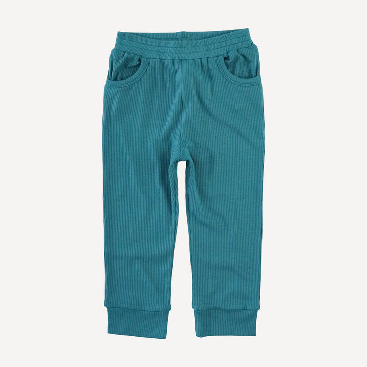 cuffed pocket jogger | teal | modal skinny rib