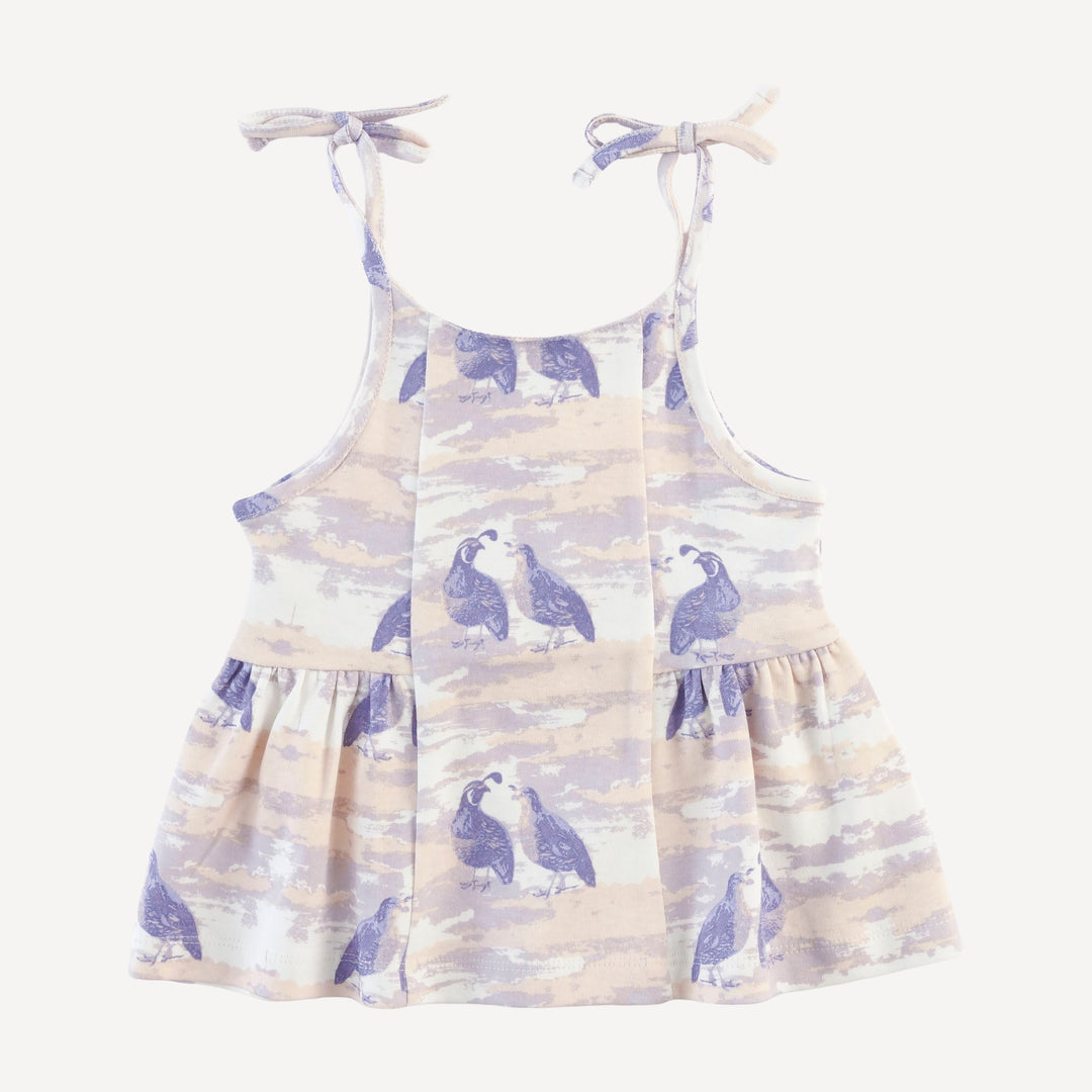spaghetti tie ballerina top | purple quail | organic cotton interlock