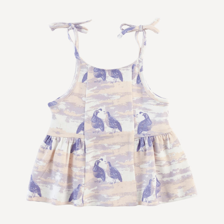spaghetti tie ballerina top | purple quail | organic cotton interlock