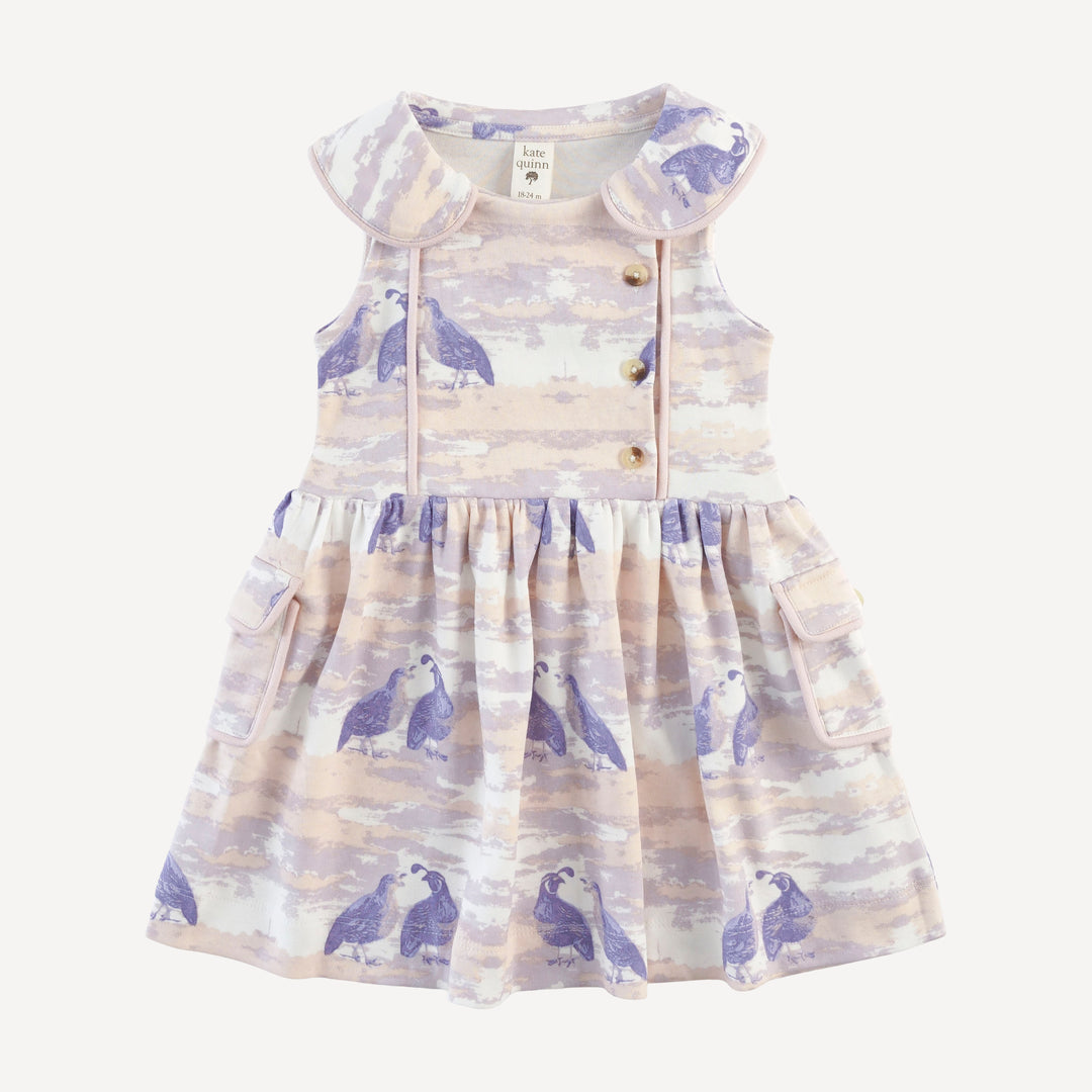 sleeveless peter pan apron dress | purple quail | organic cotton interlock