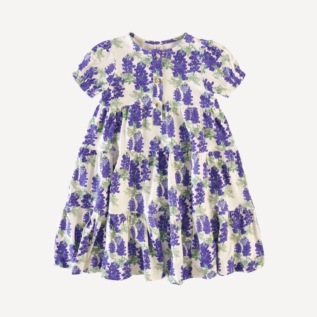 short puff sleeve prairie dress | blue bonnets | organic cotton jersey