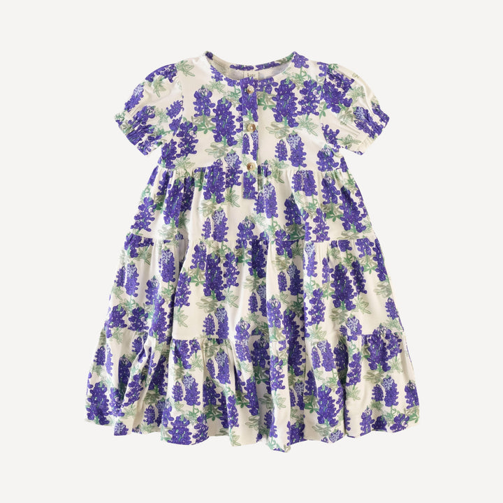 short puff sleeve prairie dress | blue bonnets | organic cotton jersey