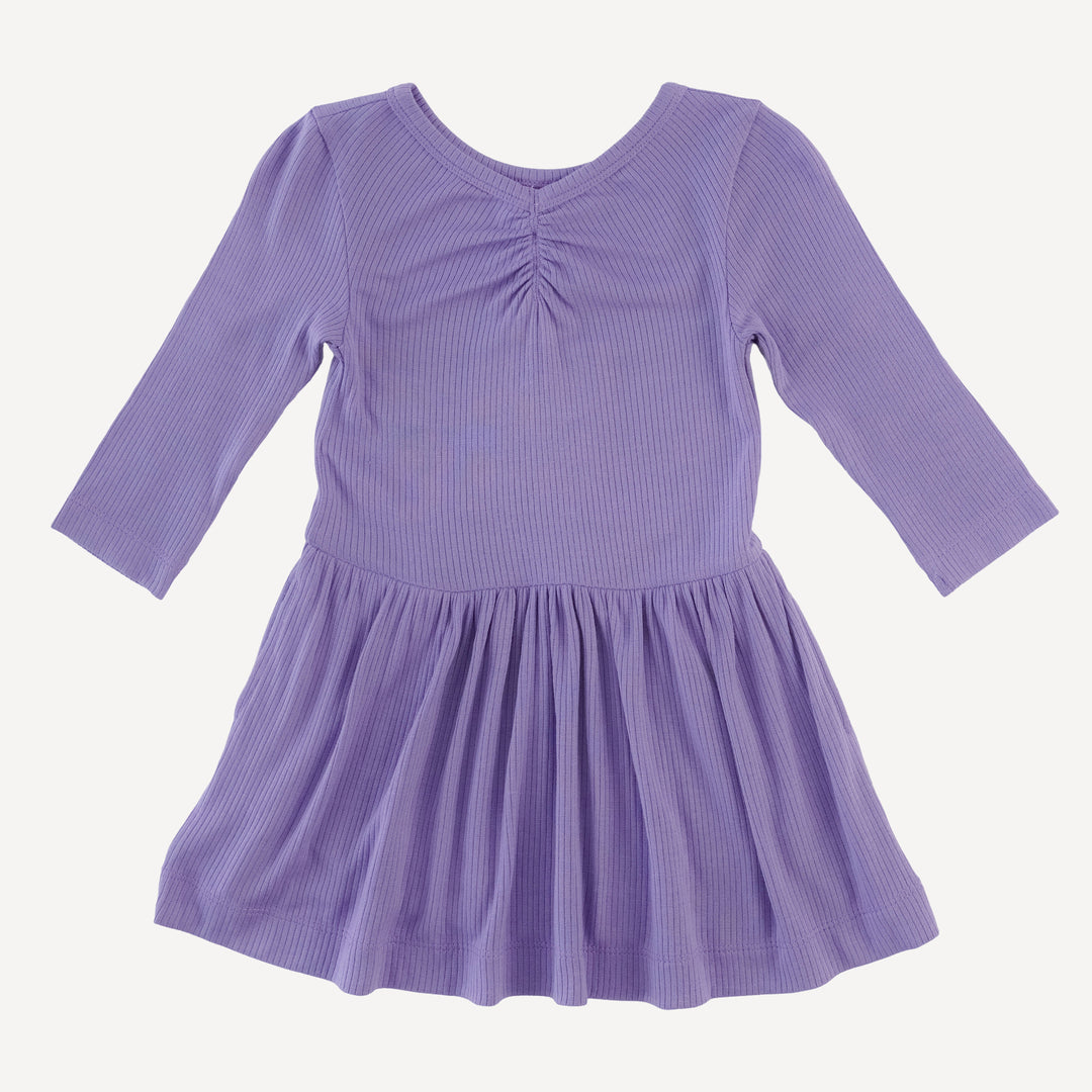 long sleeve twirl dress | paisley purple | modal skinny rib