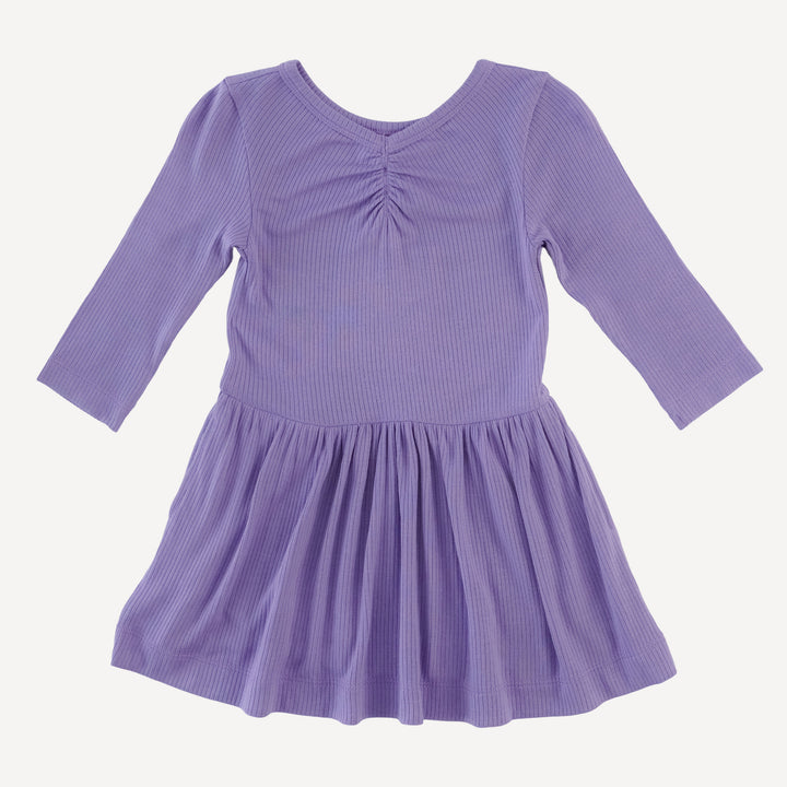 long sleeve twirl dress | paisley purple | modal skinny rib