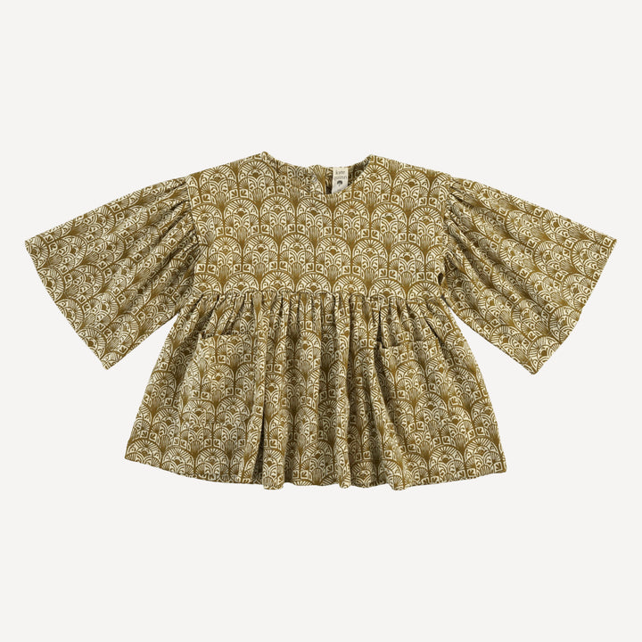 bell sleeve gathered tunic | fennel deco arches | organic cotton interlock