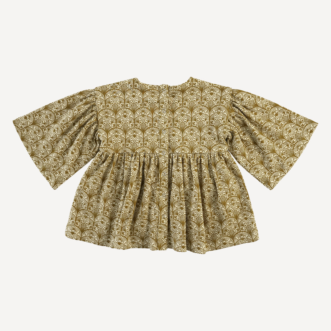 bell sleeve gathered tunic | fennel deco arches | organic cotton interlock