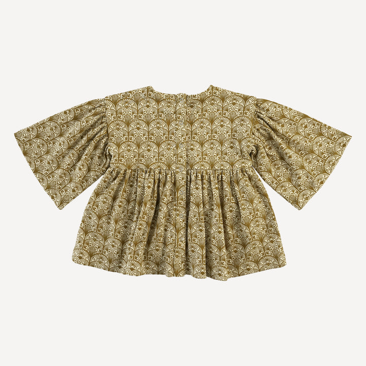 bell sleeve gathered tunic | fennel deco arches | organic cotton interlock