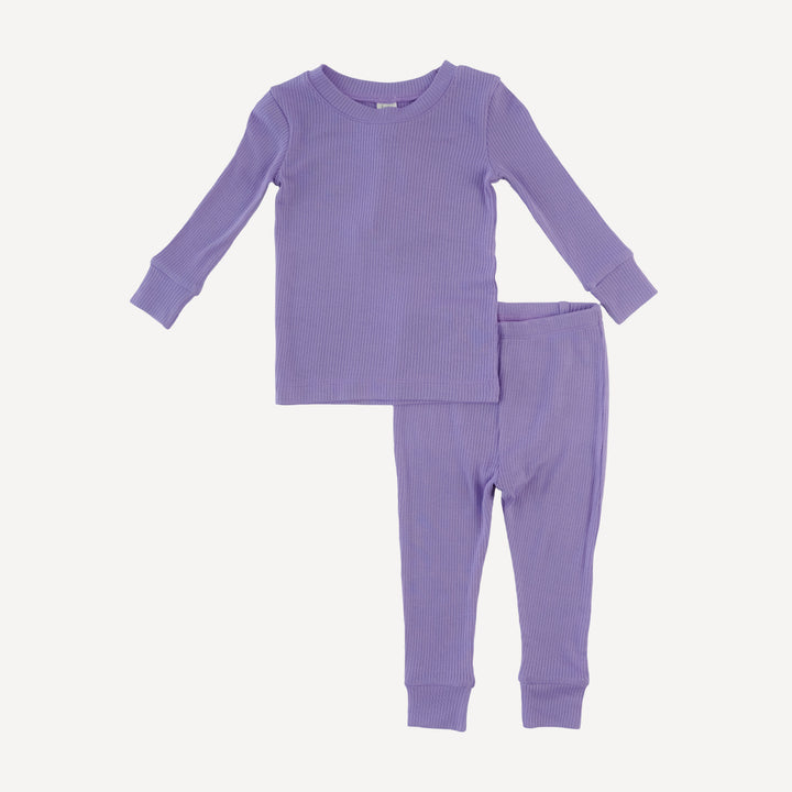 long sleeve crew neck pj set | paisley purple | modal skinny rib