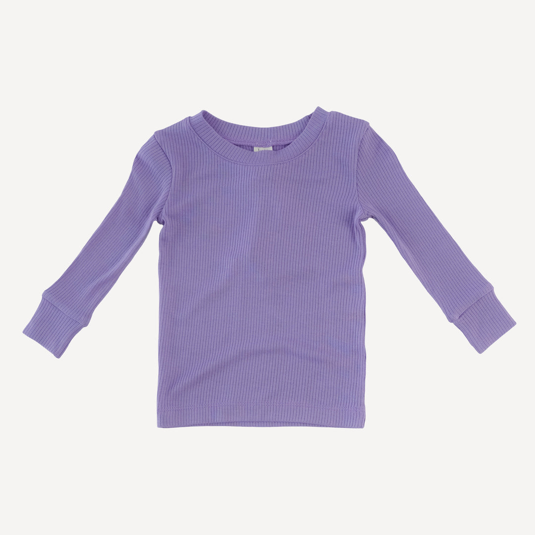 long sleeve crew neck pj set | paisley purple | modal skinny rib