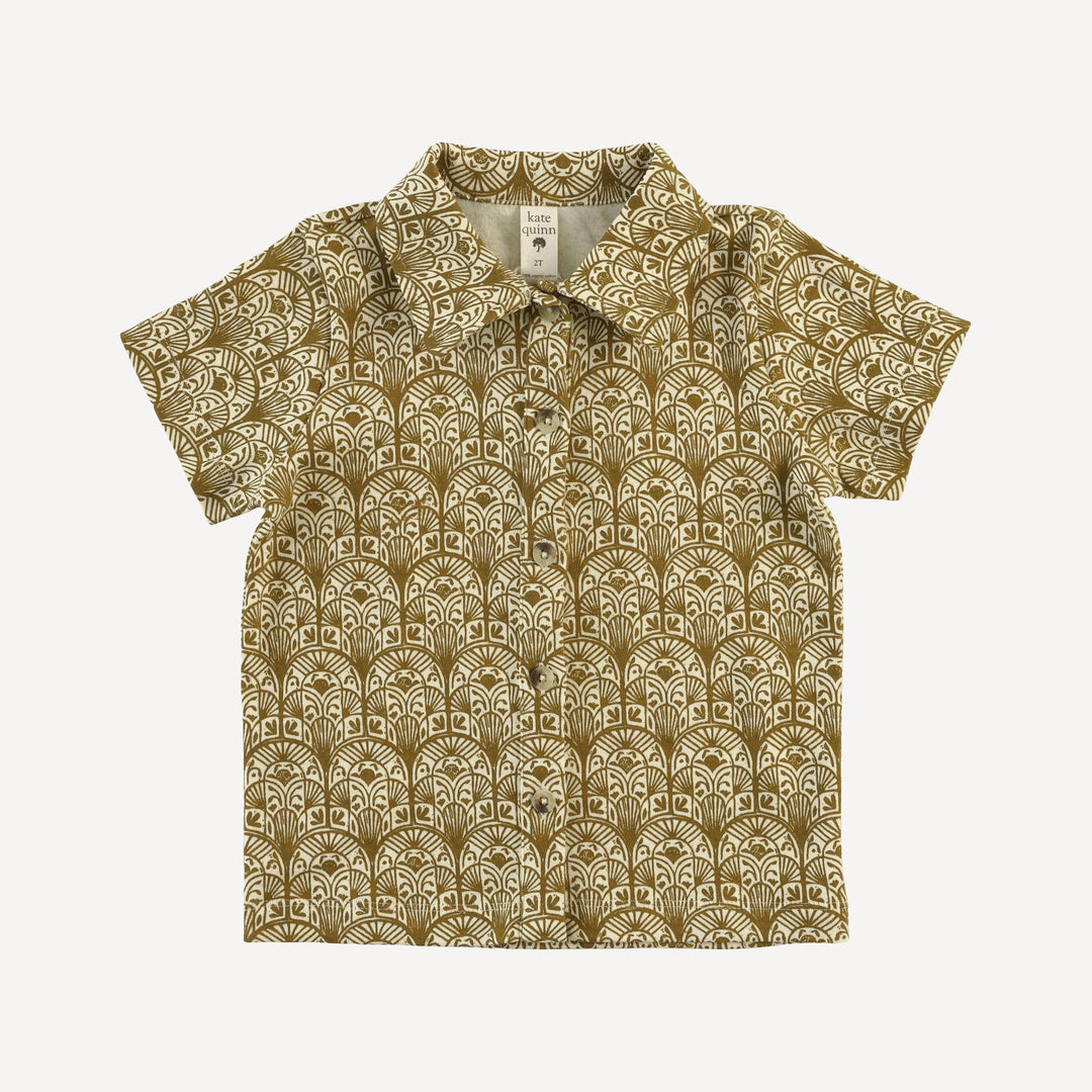 short sleeve button down shirt | fennel deco arches | organic cotton interlock