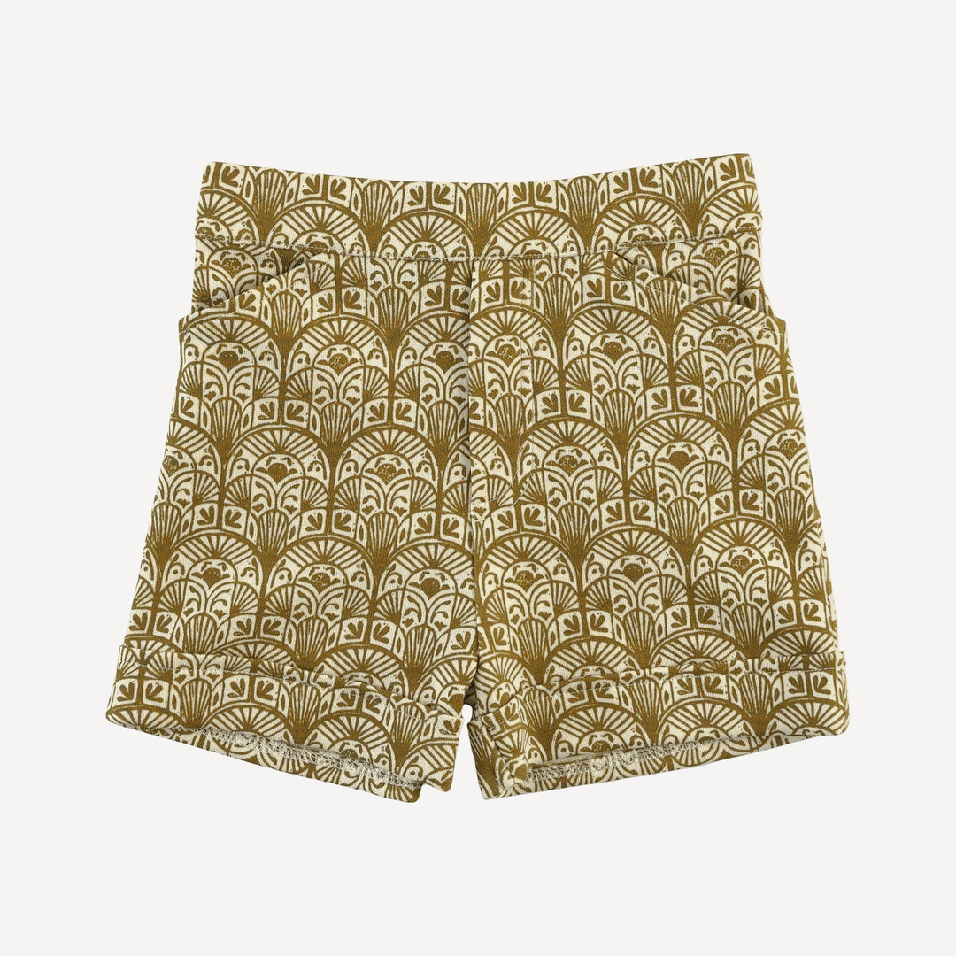 cuffed pocket short | fennel deco arches | organic cotton interlock