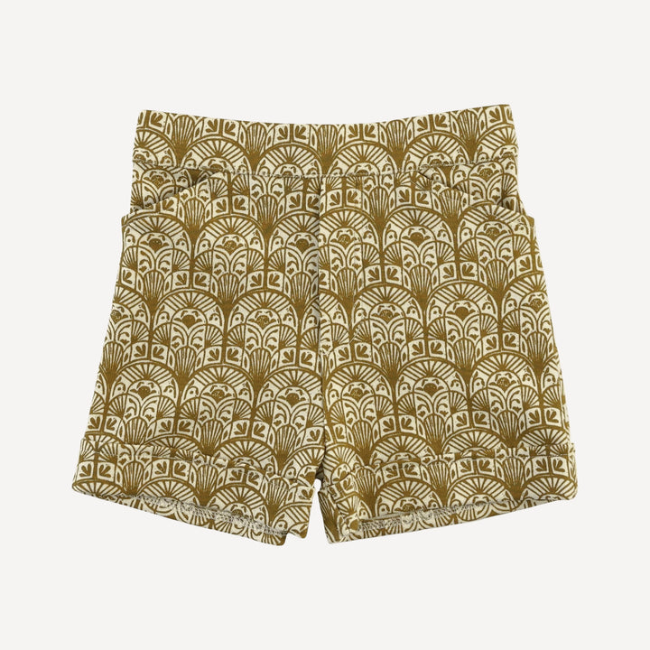 cuffed pocket short | fennel deco arches | organic cotton interlock