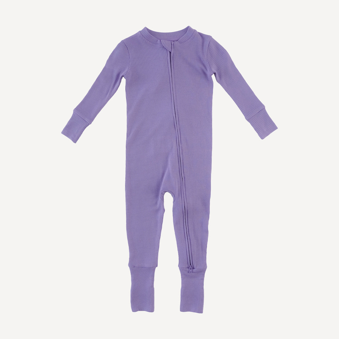 long sleeve convertible zippy pj | paisley purple | modal skinny rib