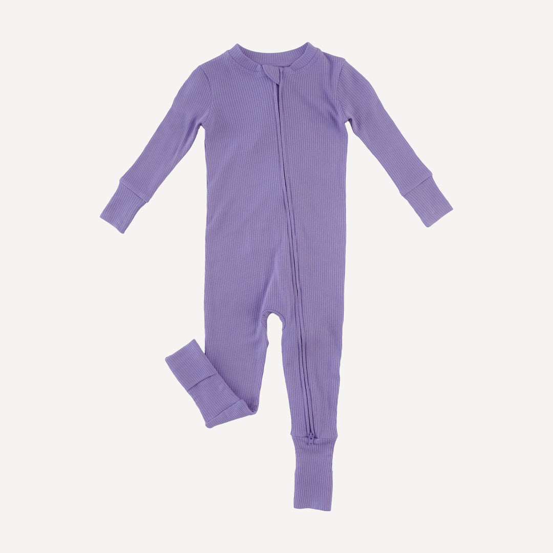 long sleeve convertible zippy pj | paisley purple | modal skinny rib