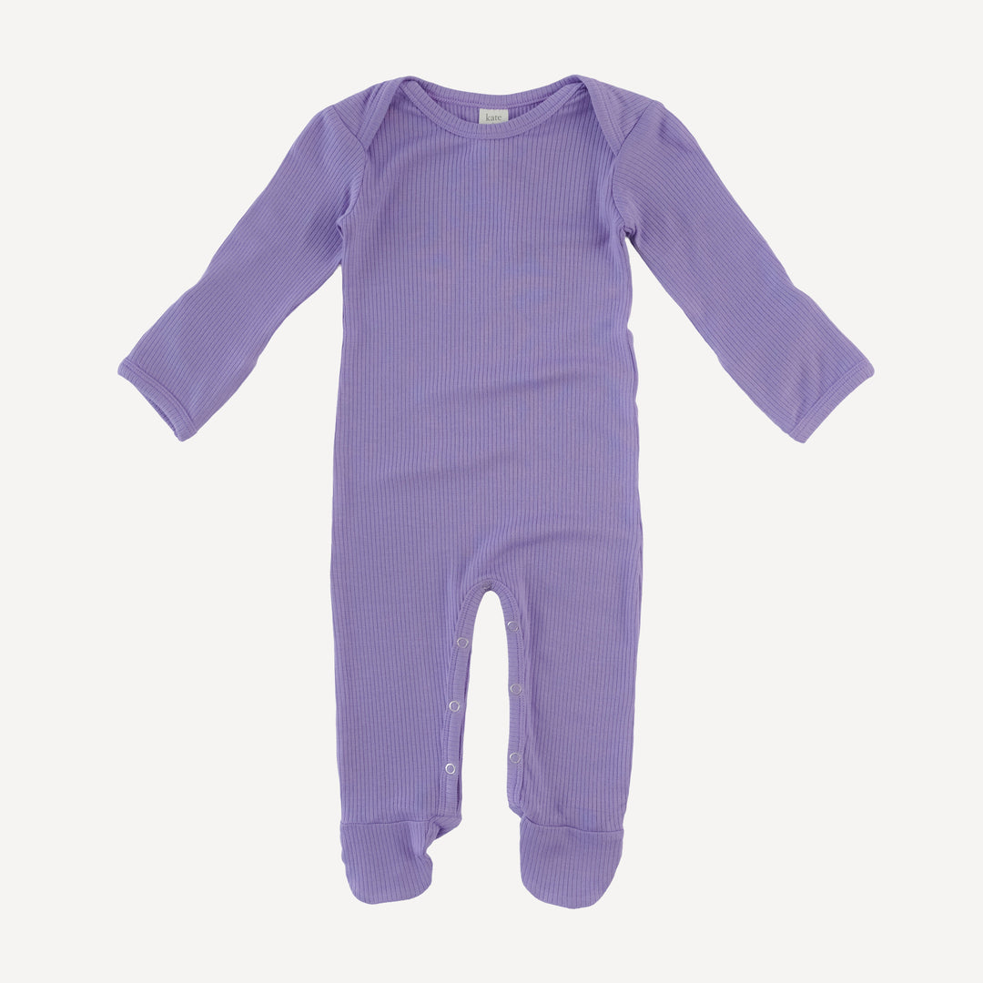 long sleeve lap neck footie | paisley purple | modal skinny rib