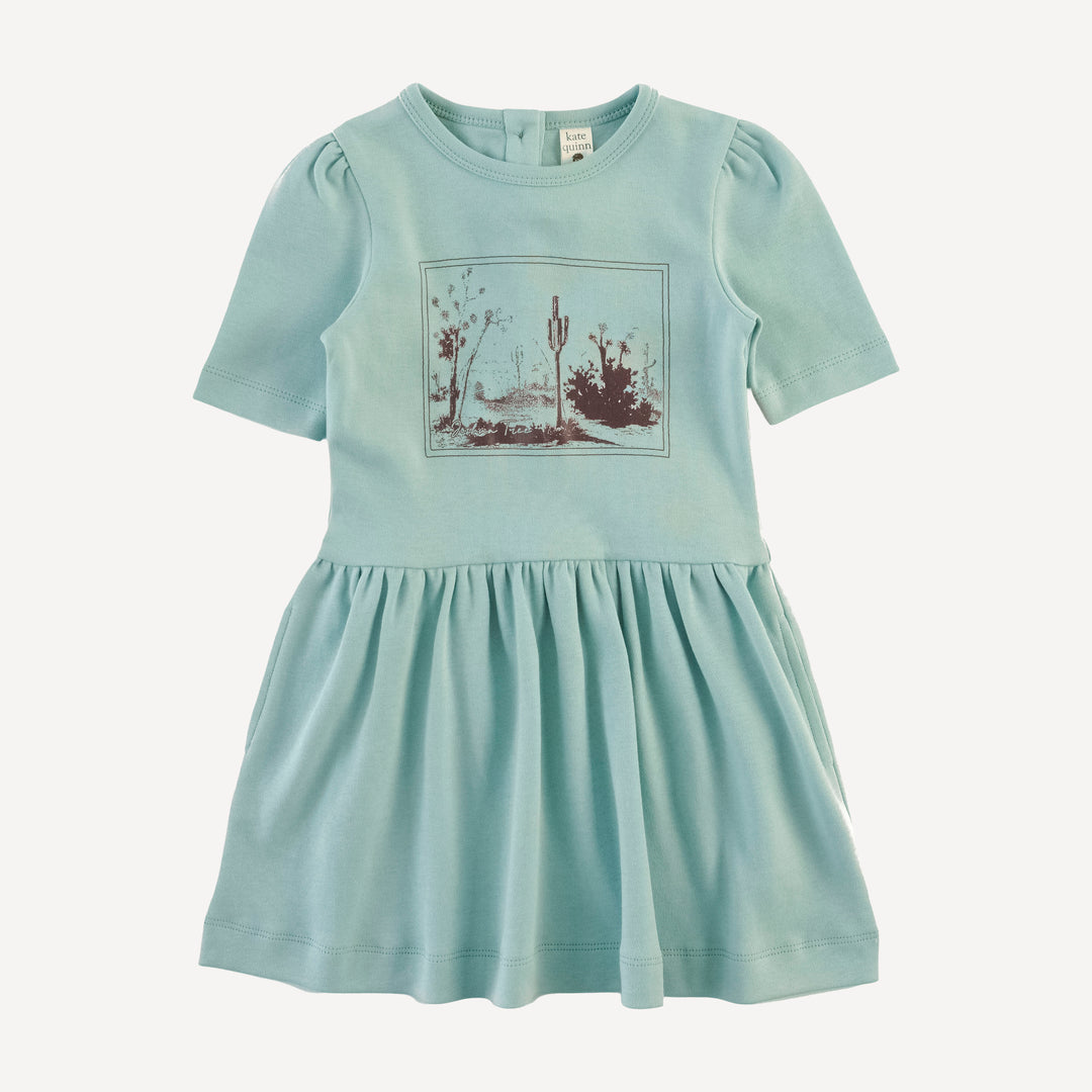 puff sleeve drop waist dress | desert postcard | organic cotton interlock