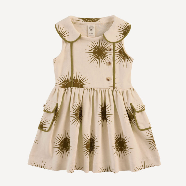 sleeveless peter pan apron dress | neutral sun | organic cotton interlock