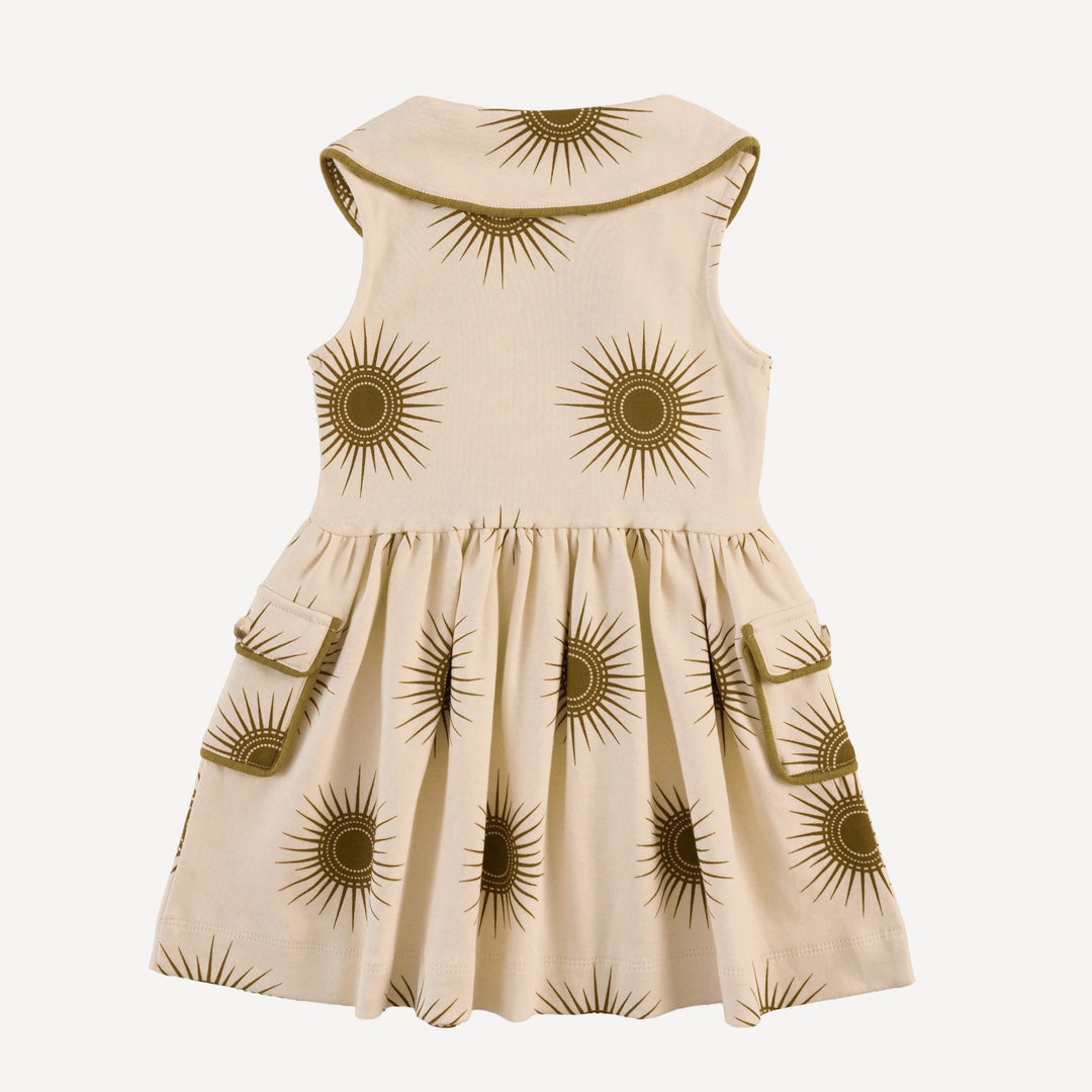 sleeveless peter pan apron dress | neutral sun | organic cotton interlock