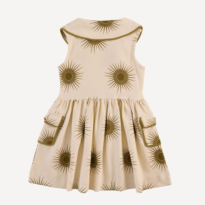 sleeveless peter pan apron dress | neutral sun | organic cotton interlock