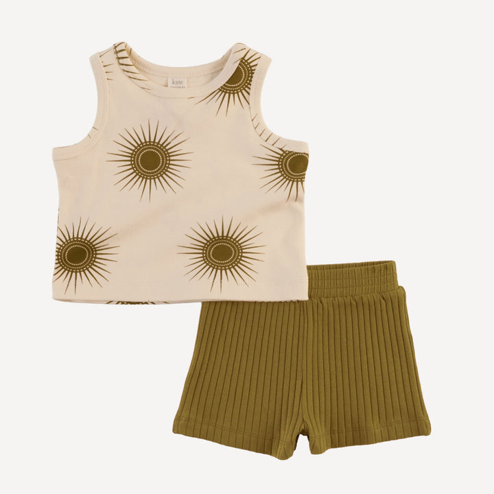 topstitch tank + relaxed short set | neutral sun | organic cotton interlock