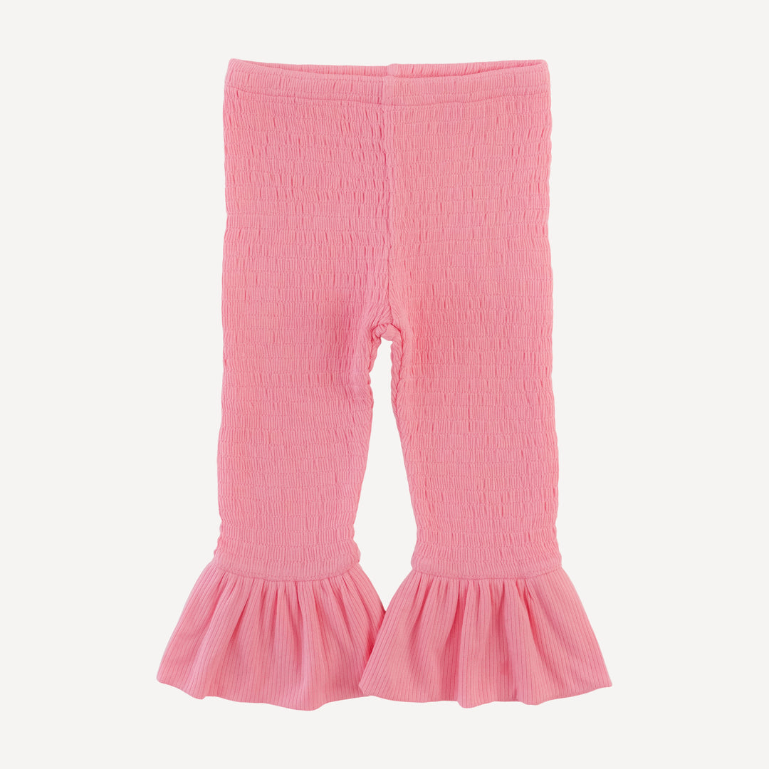 long sleeve smocked ruffle top + pant set | french pink | modal skinny rib