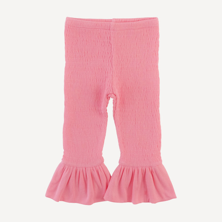 long sleeve smocked ruffle top + pant set | french pink | modal skinny rib