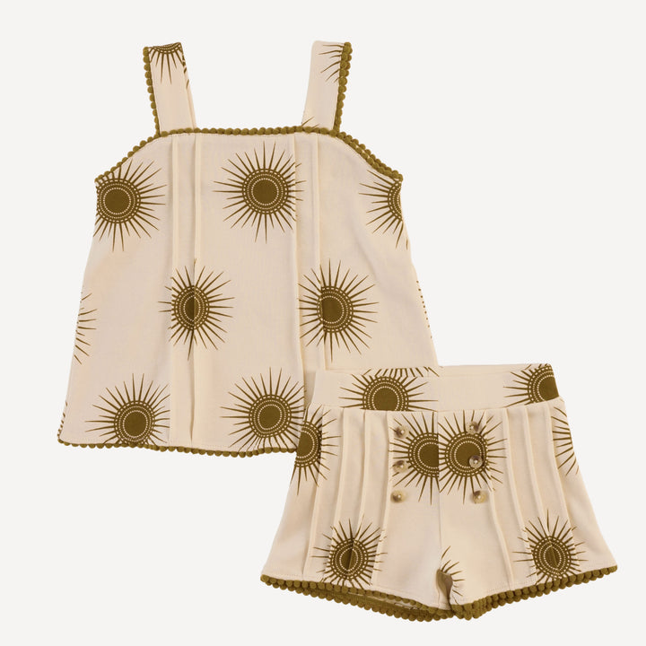 pintuck pom pom top + short set | neutral sun | organic cotton interlock