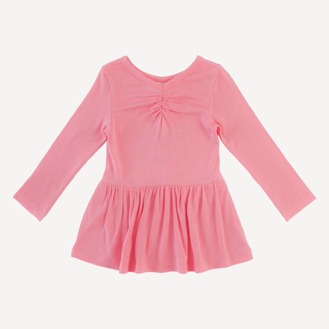 long sleeve twirl top | french pink | modal skinny rib