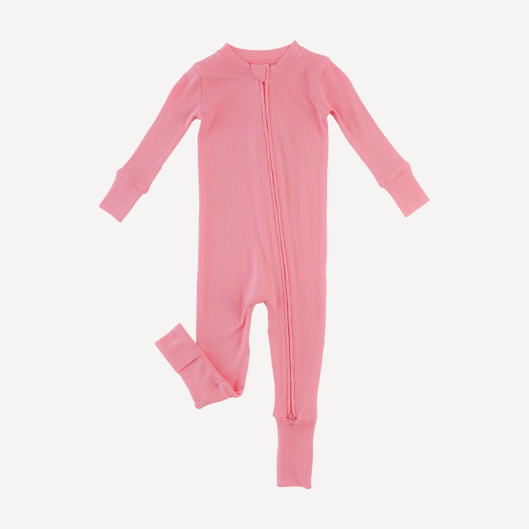 long sleeve convertible zippy pj | french pink | modal skinny rib