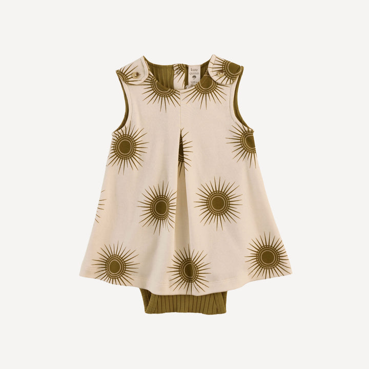 sleeveless pleated dress bodysuit | neutral sun | organic cotton interlock