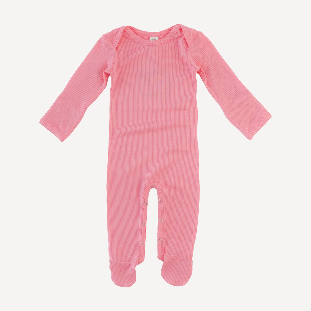 long sleeve lap neck footie | french pink | modal skinny rib