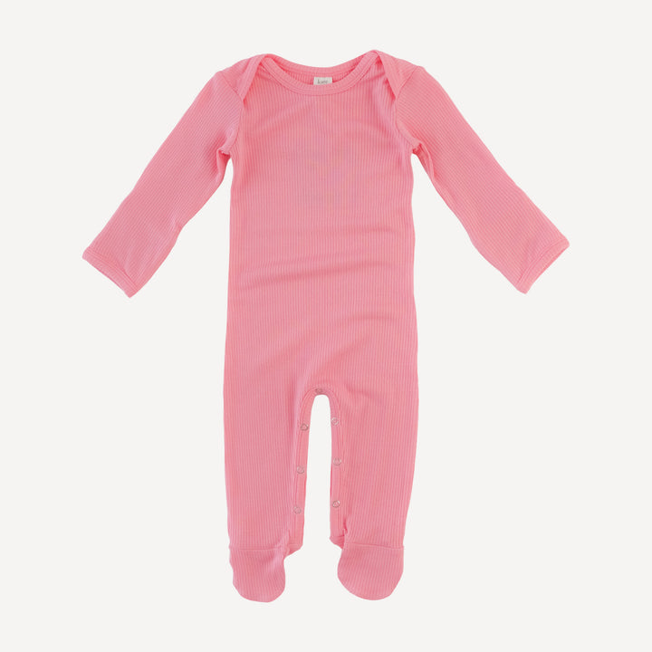 long sleeve lap neck footie | french pink | modal skinny rib