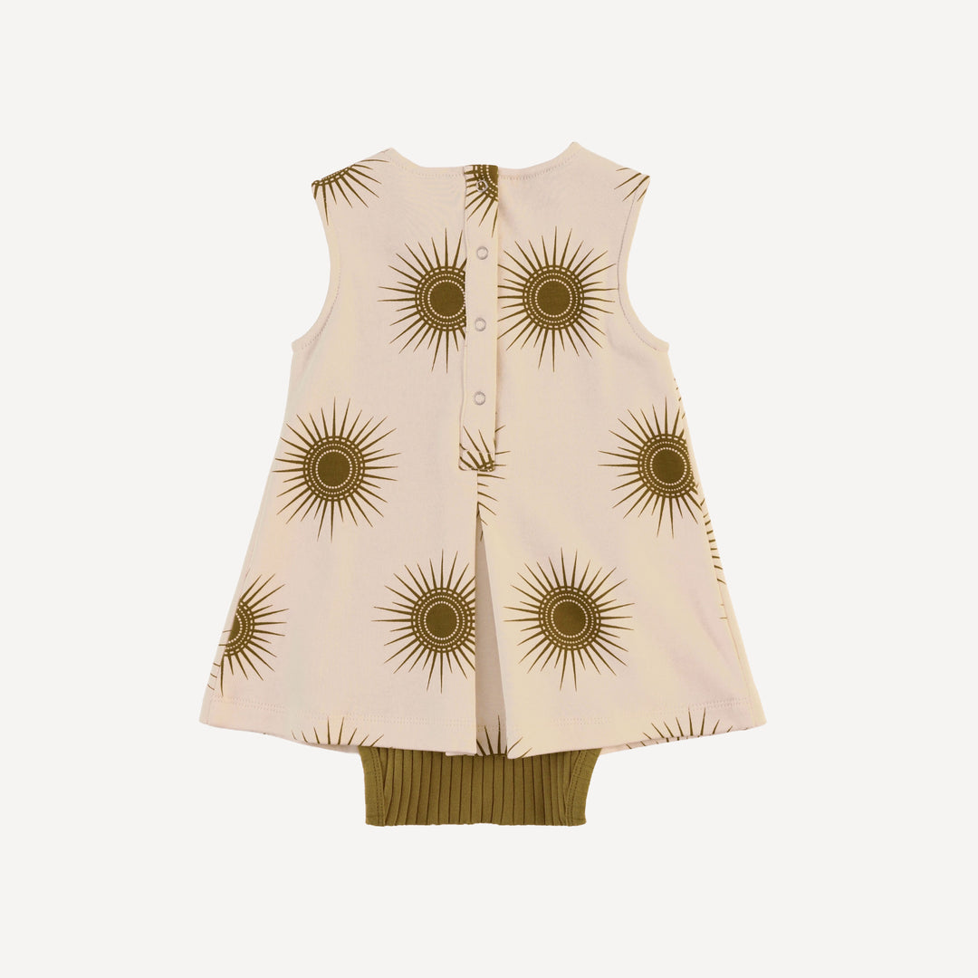 sleeveless pleated dress bodysuit | neutral sun | organic cotton interlock