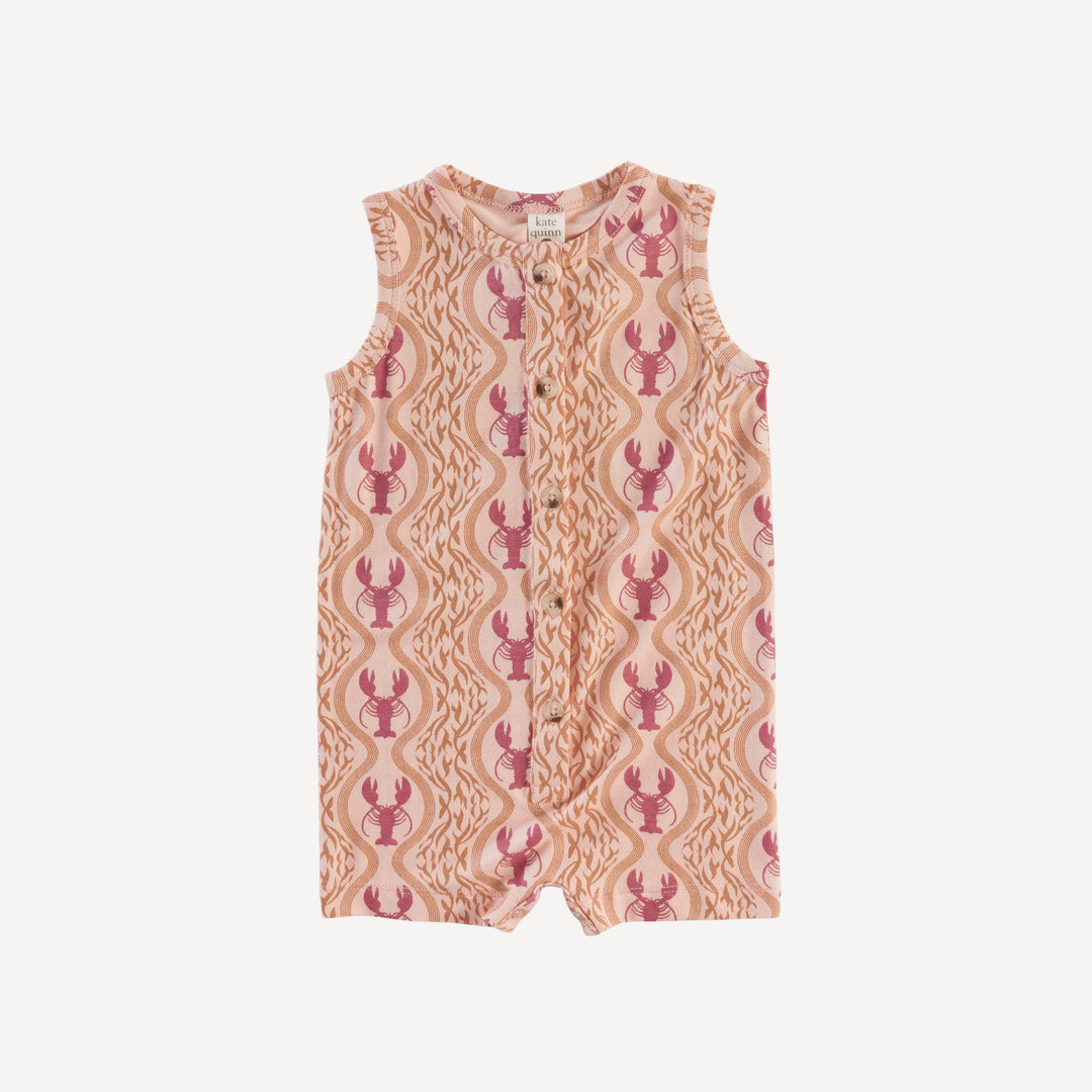 button sport shortie jumpsuit | peach lobster baroque | bamboo
