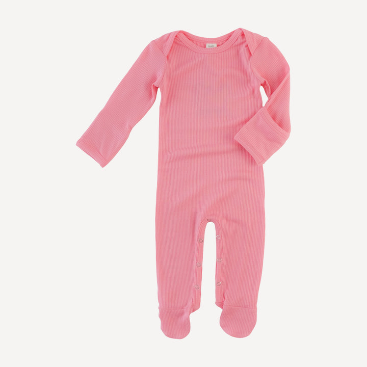 long sleeve lap neck footie | french pink | modal skinny rib