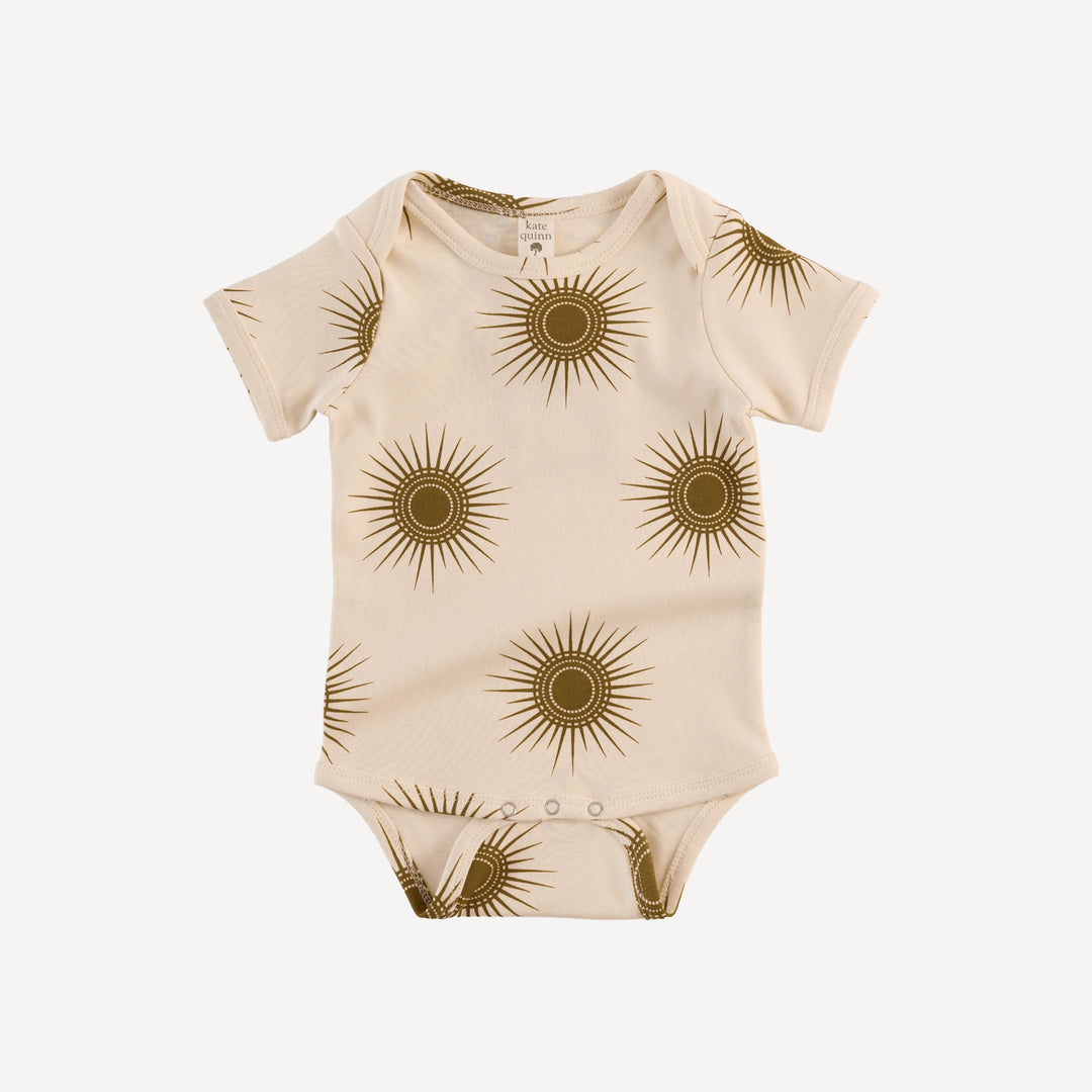 short sleeve lap neck bodysuit | neutral sun | organic cotton interlock