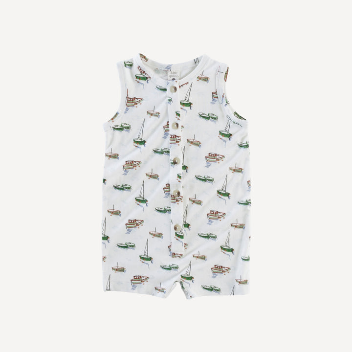 button sport shortie jumpsuit | mediterranean boats | bamboo