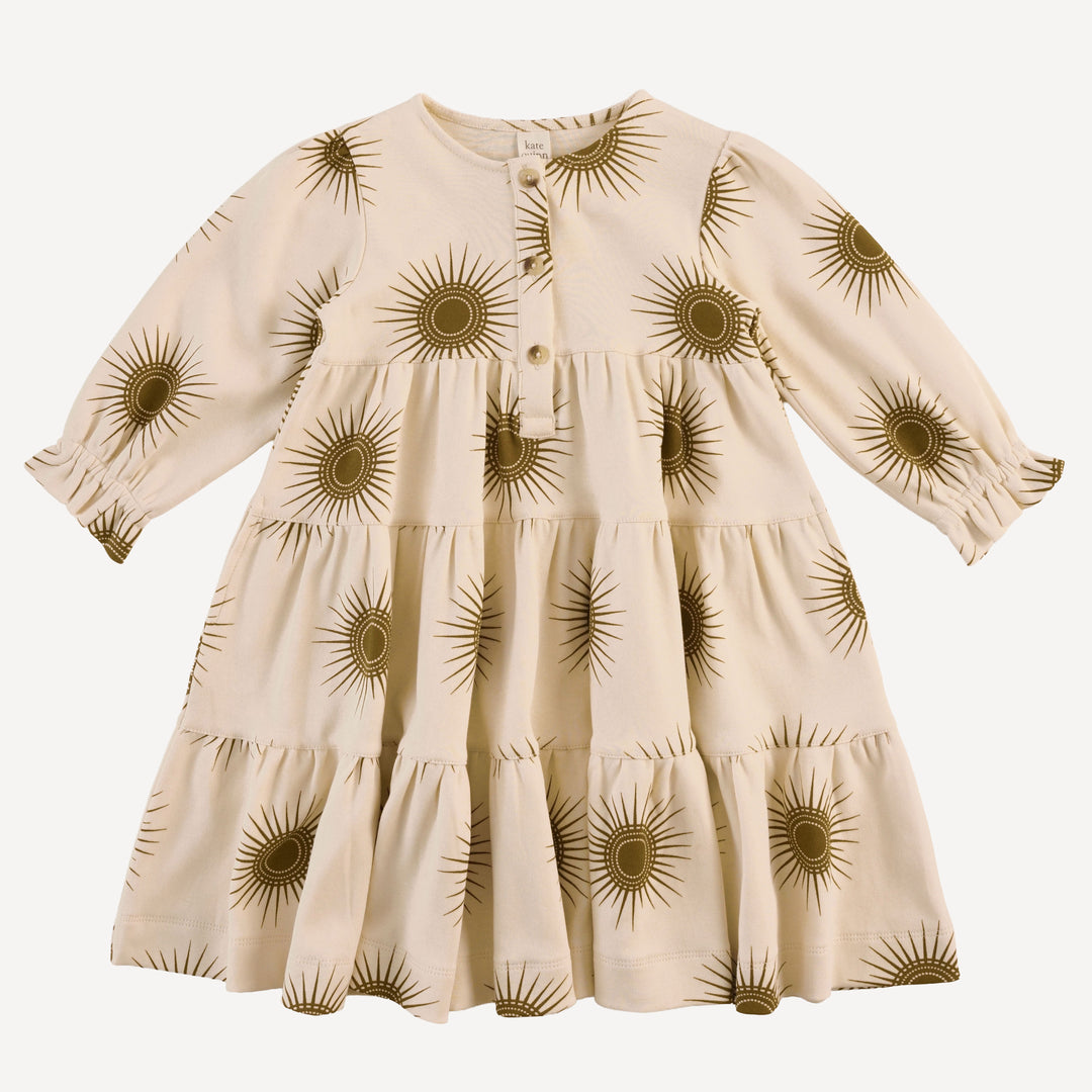 long sleeve prairie dress | neutral sun | organic cotton interlock