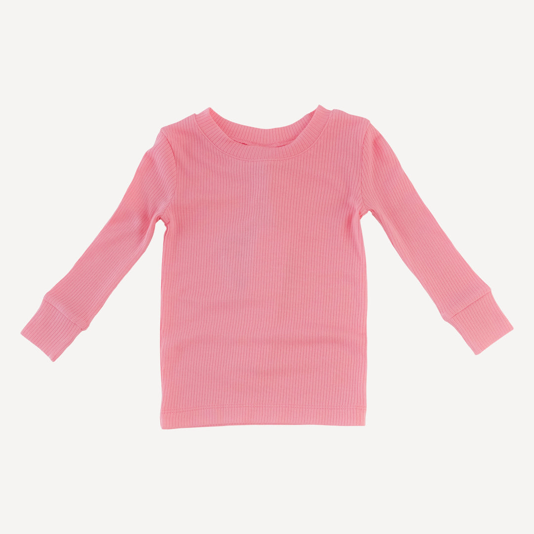 long sleeve crew neck pj set | french pink | modal skinny rib