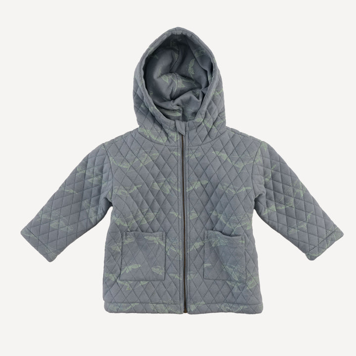 quilted hooded jacket | blue whale | organic cotton interlock