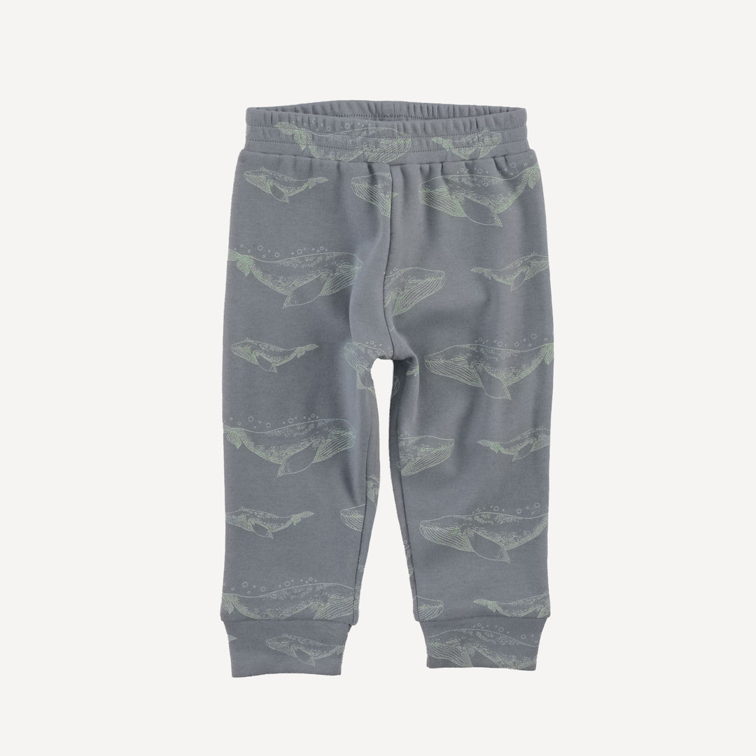 long sleeve cuffed jogger set | blue whale | organic cotton interlock