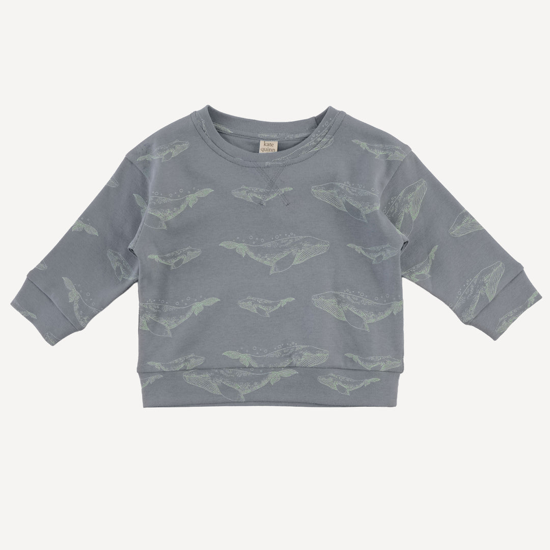 long sleeve cuffed jogger set | blue whale | organic cotton interlock